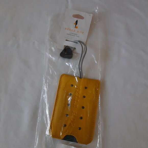Set of 2 Belle Hop Genuine Leather Luggage Tags Black and Gold - Picture 2 of 6